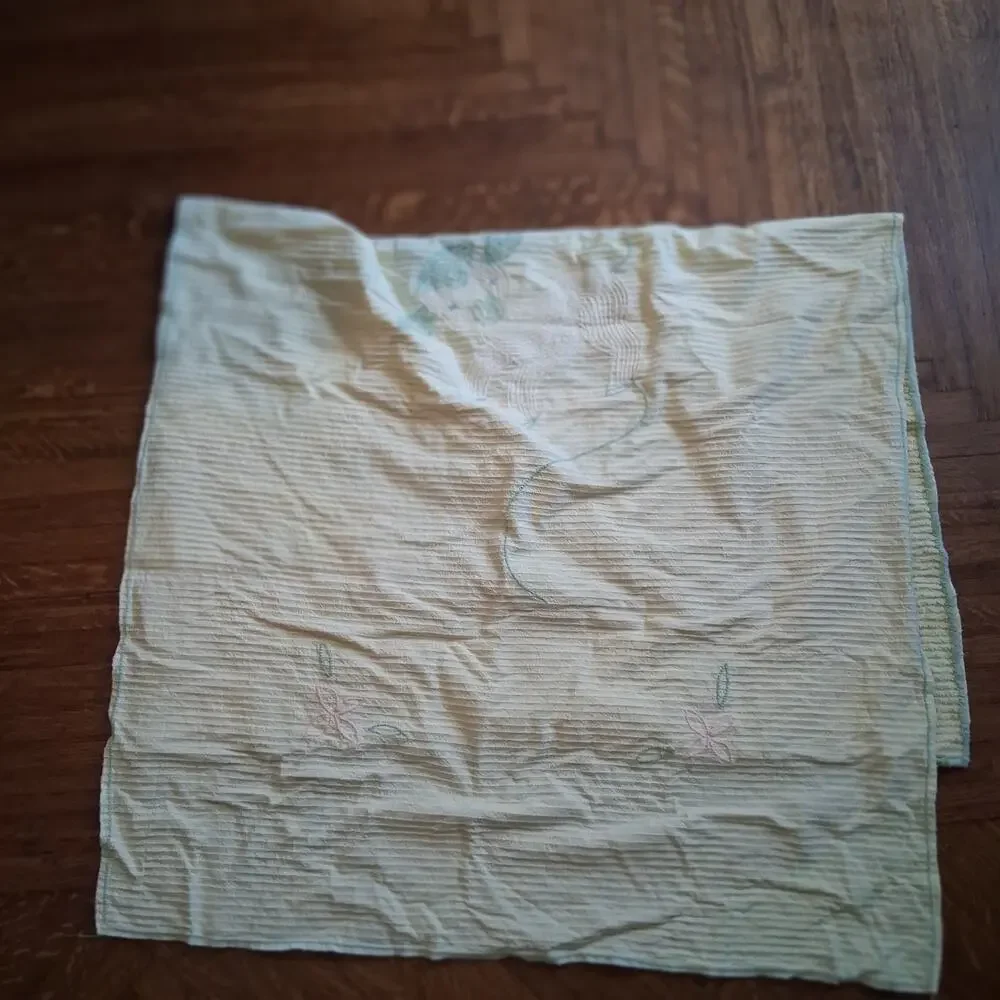 Vintage chenille baby blanket yellow lamb 39x64 pastel